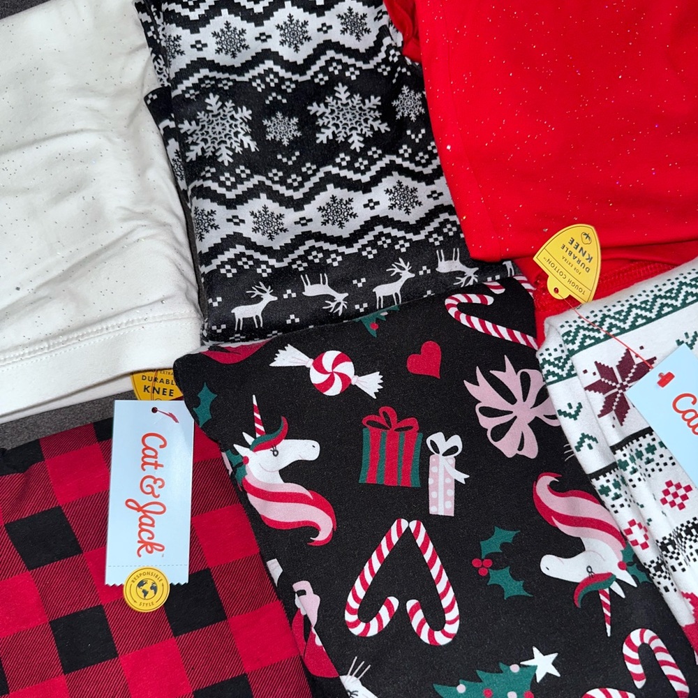 Girls Cat & Jack Childrens Place Cotton Durable Knee Leggings Holiday Christmas